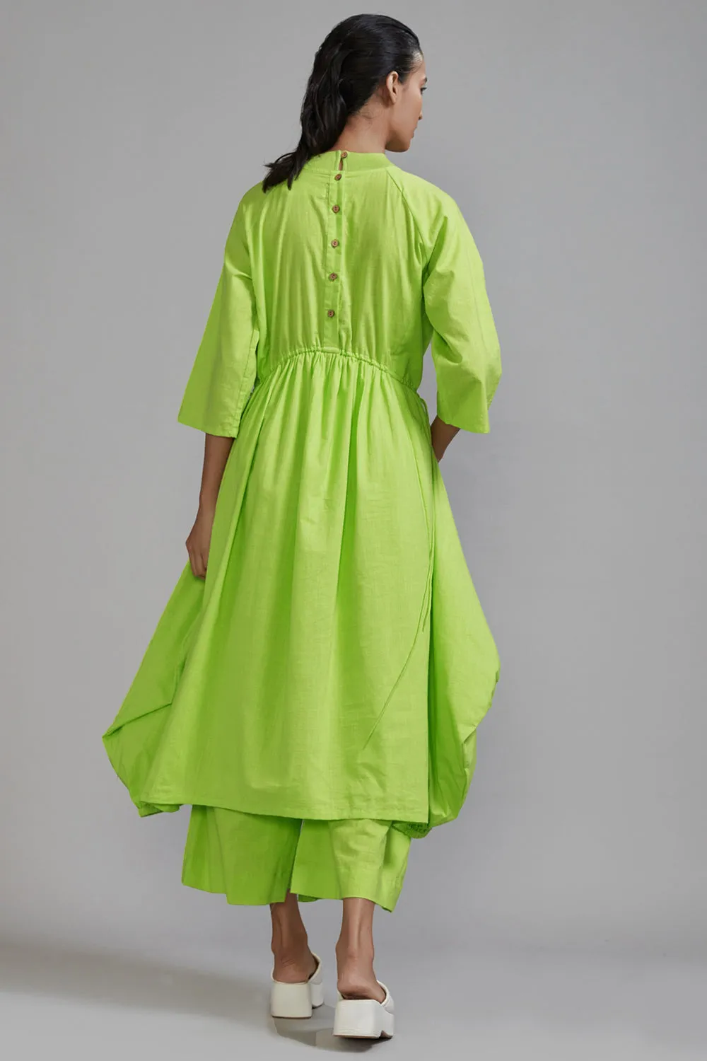 Neon Green Cotton Cowl Tunic