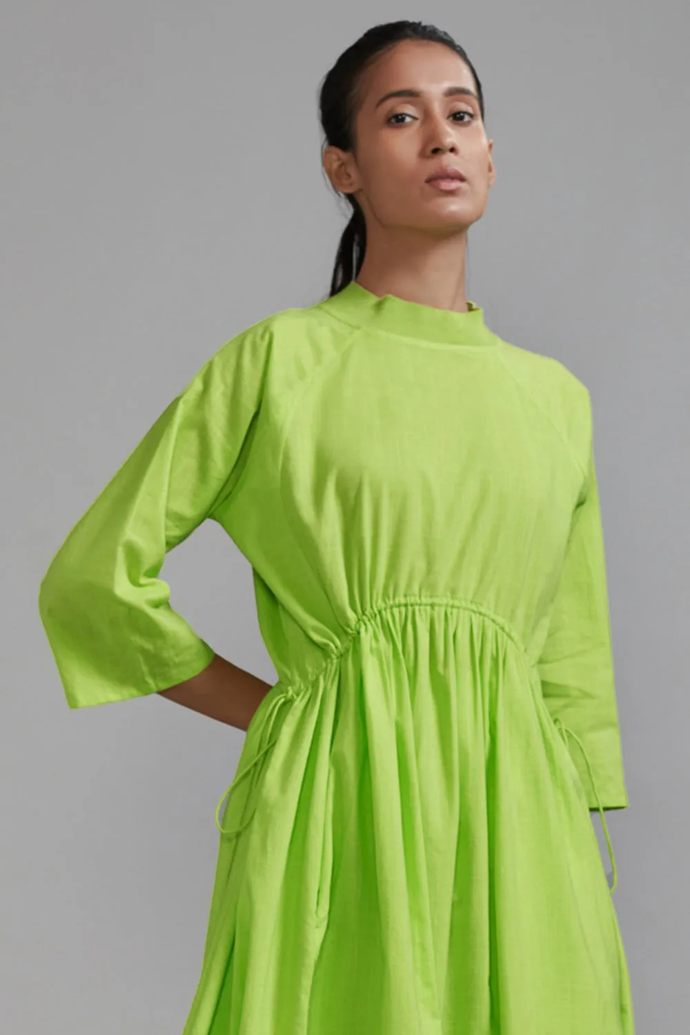 Neon Green Cotton Cowl Tunic
