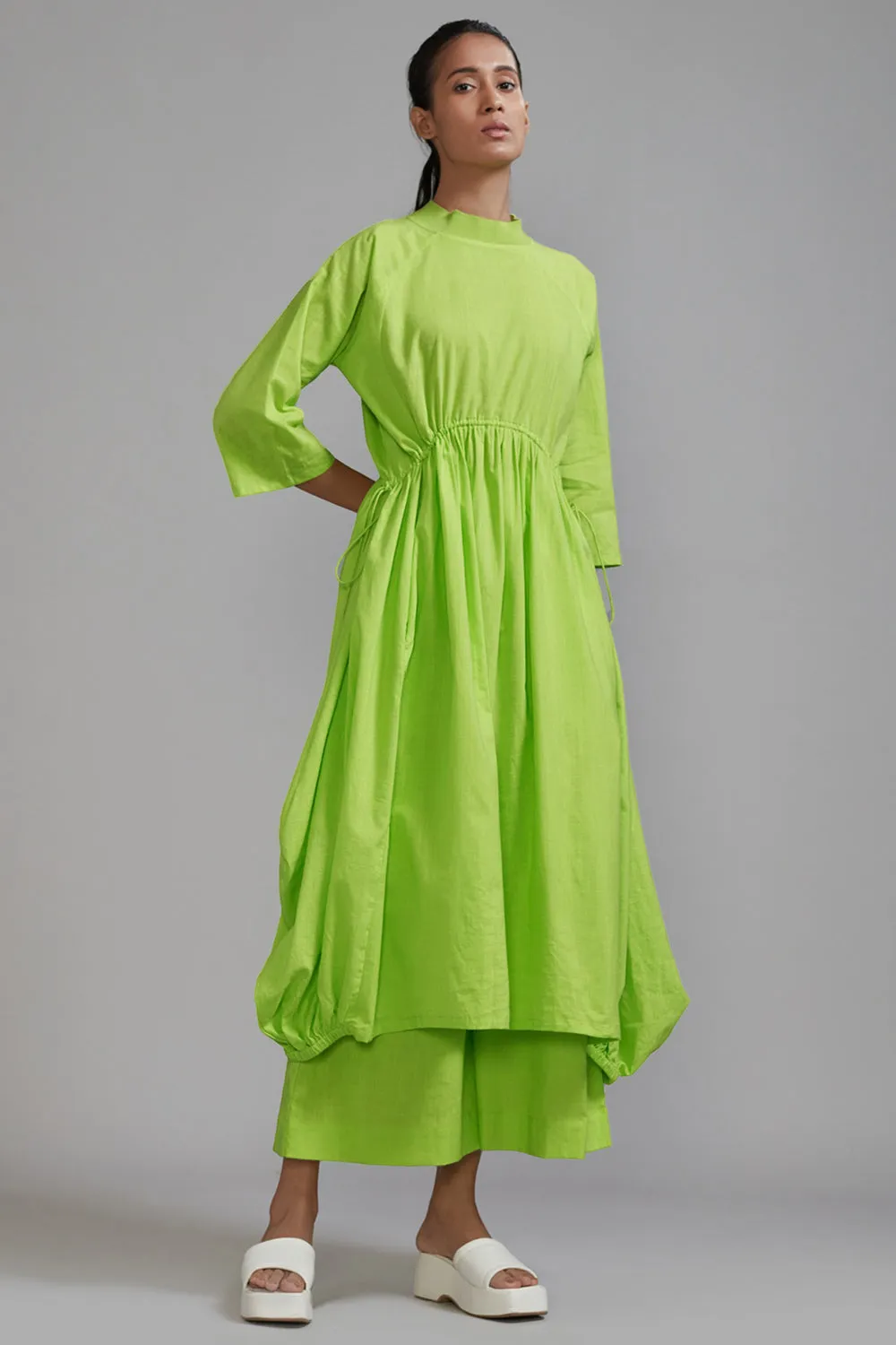 Neon Green Cotton Cowl Tunic