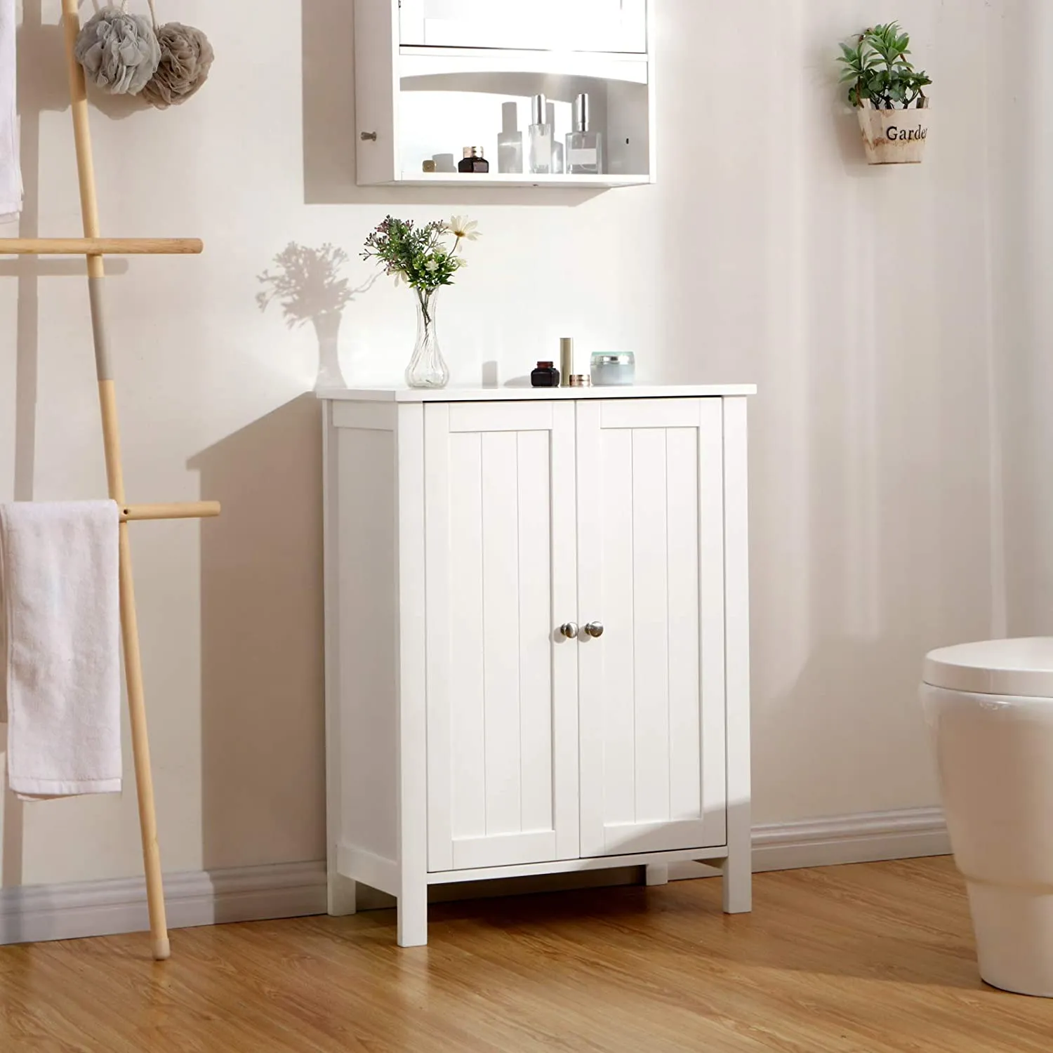 New in box! VASAGLE Storage Cabinet with Adjustable Shelf, 23.6 x 11.8 x 31.5 Inches, White! Great for Bedroom, Bathroom, Hallway, Shoe Storage etc!