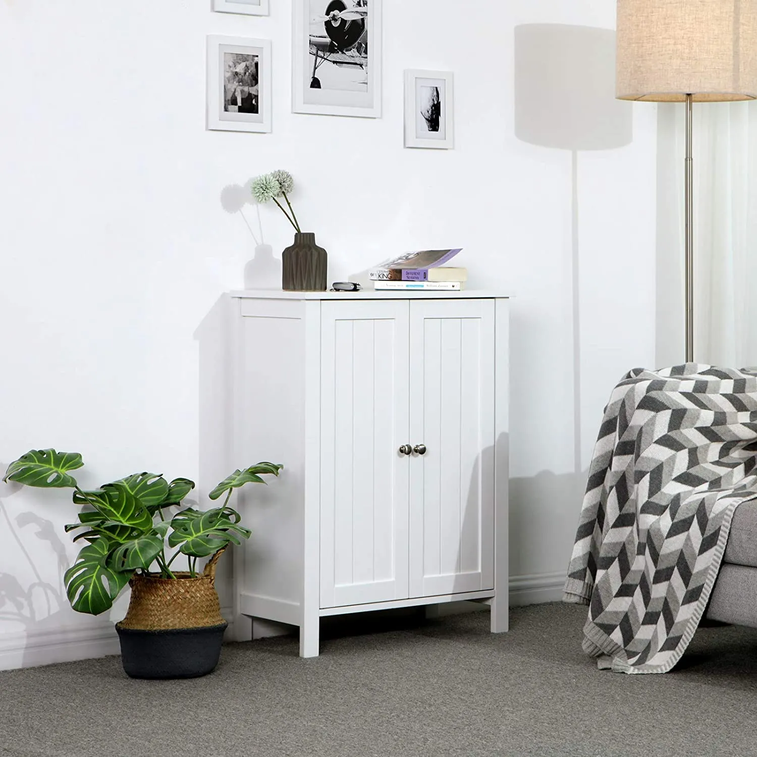 New in box! VASAGLE Storage Cabinet with Adjustable Shelf, 23.6 x 11.8 x 31.5 Inches, White! Great for Bedroom, Bathroom, Hallway, Shoe Storage etc!