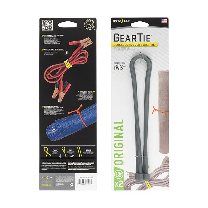 Nite Ize - Gear Tie Reusable Rubber Twist Tie 18inch 2 Pack