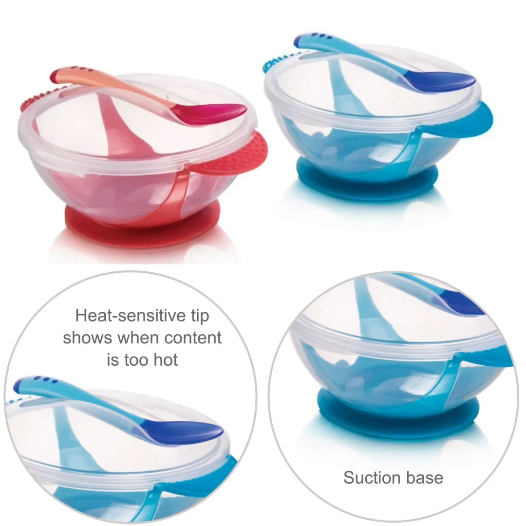 Non-Slip Suction Bowl & Temperature-Sensing Spoon Set