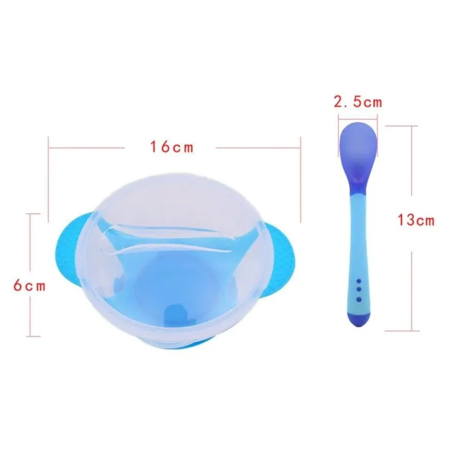 Non-Slip Suction Bowl & Temperature-Sensing Spoon Set