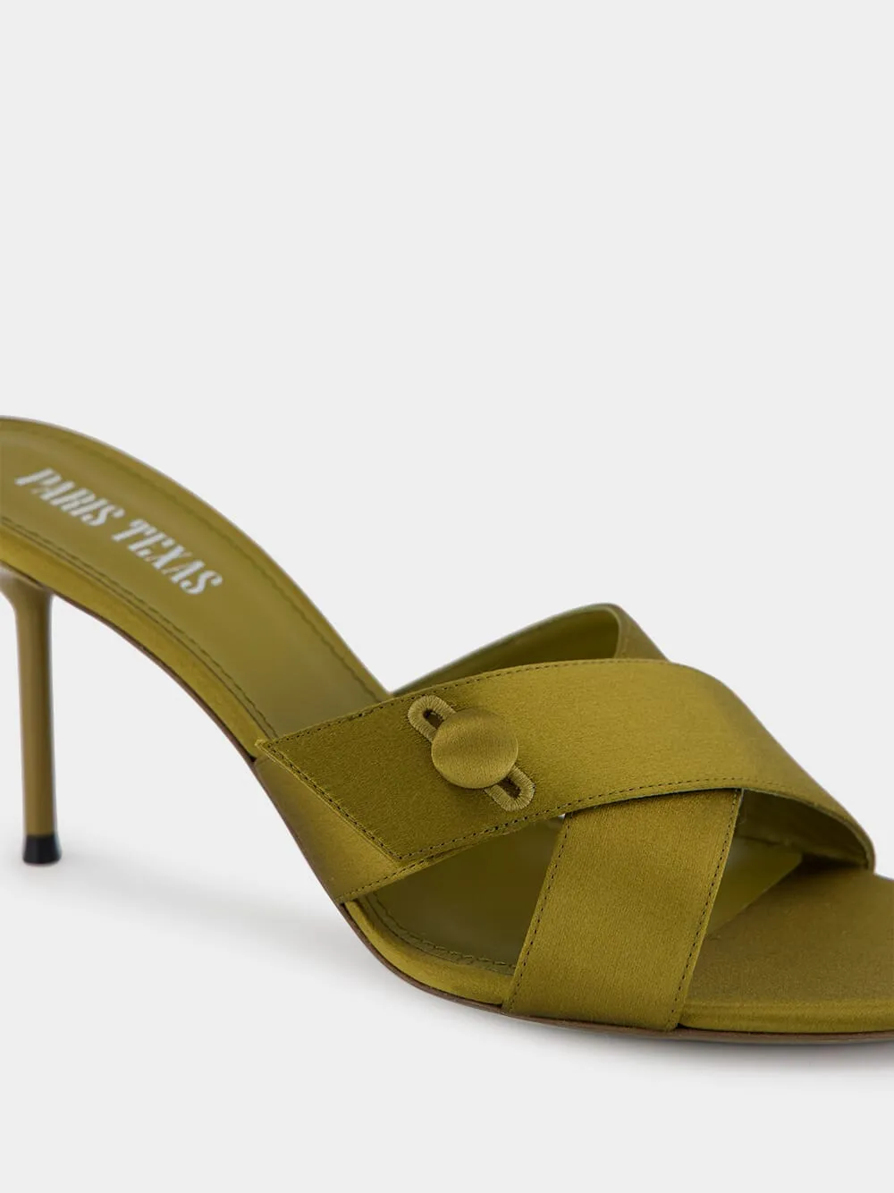 Oil Green Lidia Couture Satin Mules