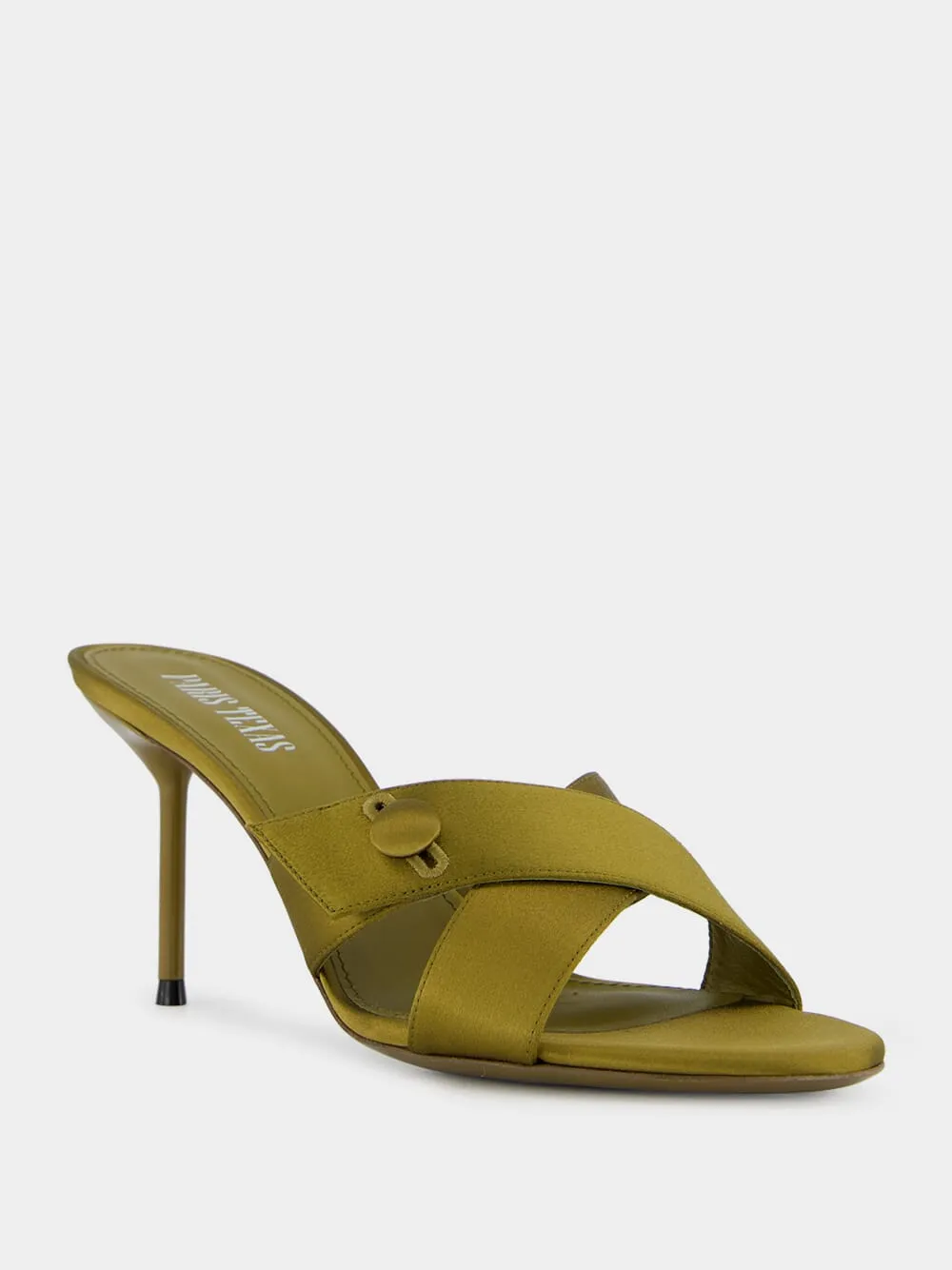 Oil Green Lidia Couture Satin Mules