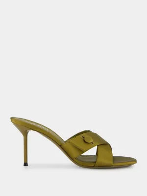 Oil Green Lidia Couture Satin Mules