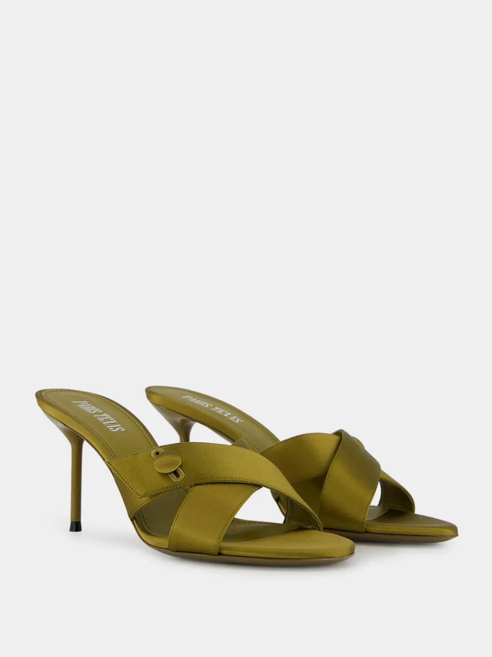 Oil Green Lidia Couture Satin Mules