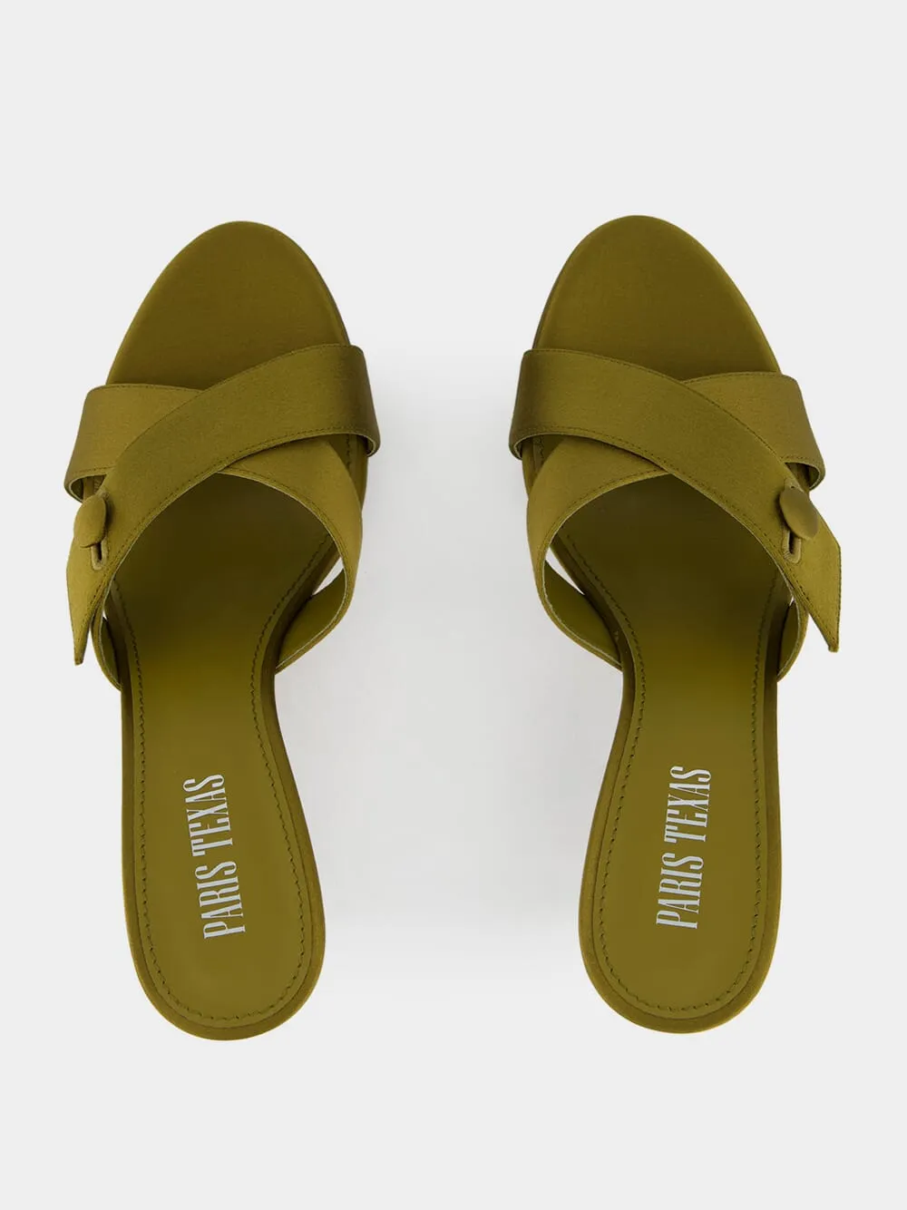 Oil Green Lidia Couture Satin Mules