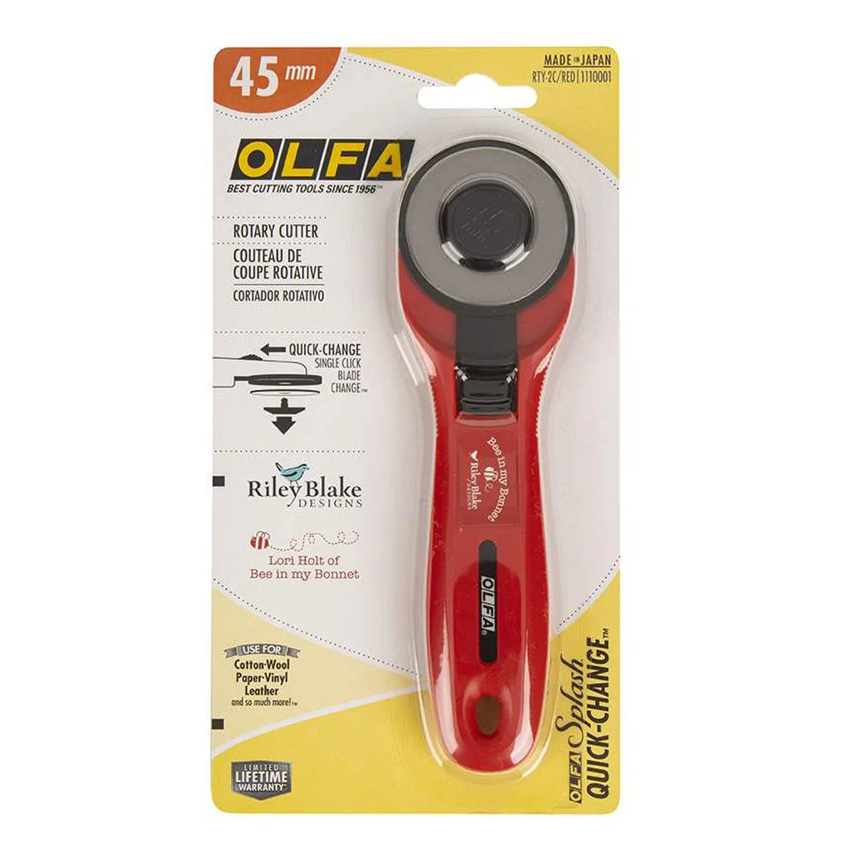 Olfa Quick-Change 45mm Rotary Cutter - Red Lori Holt Edition