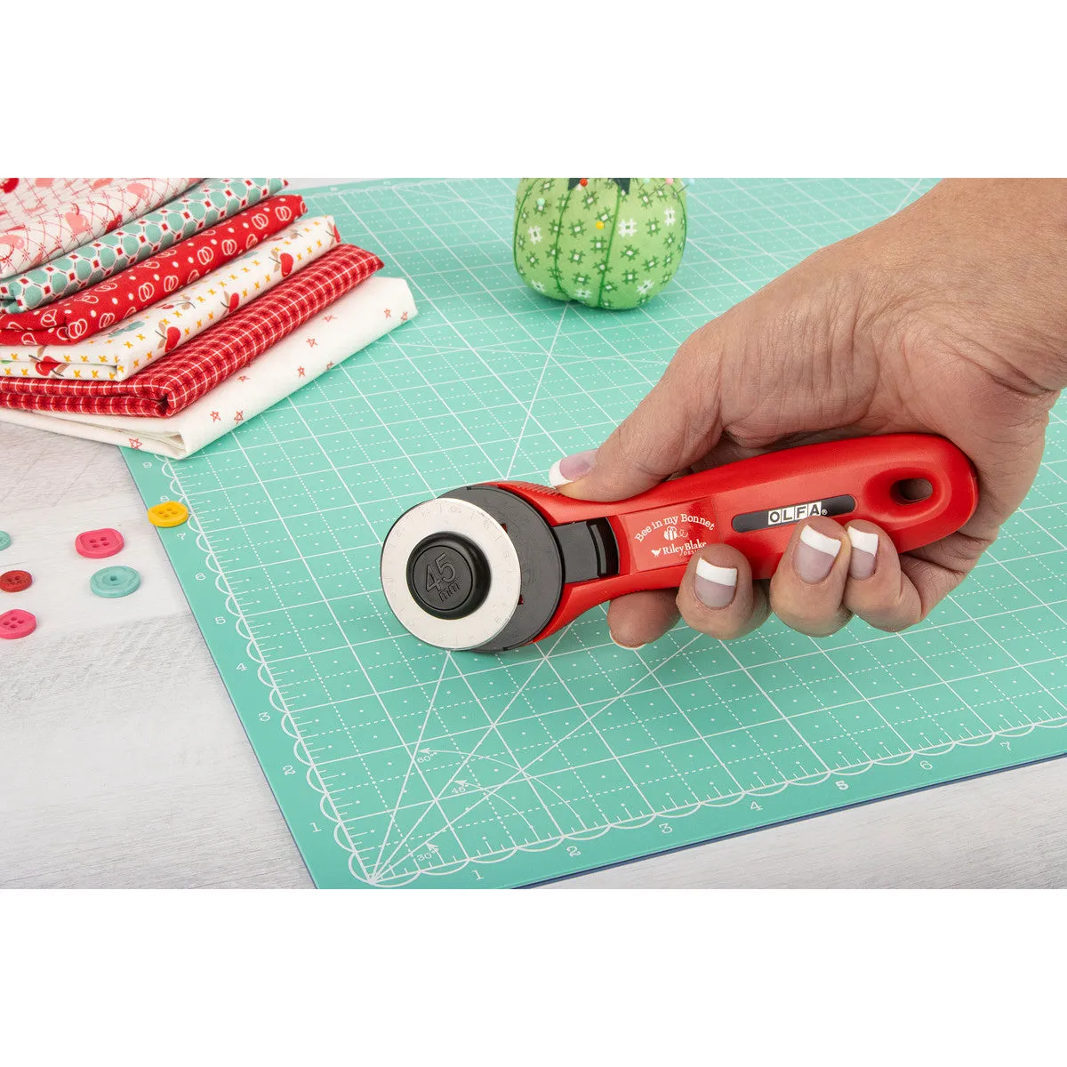Olfa Quick-Change 45mm Rotary Cutter - Red Lori Holt Edition