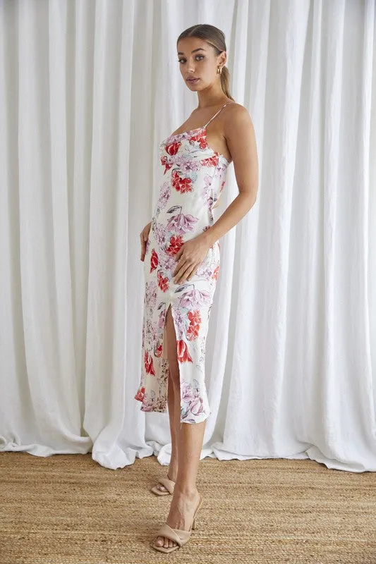 One and Only Collective Floral Midi Cowl Neck Slip Dress