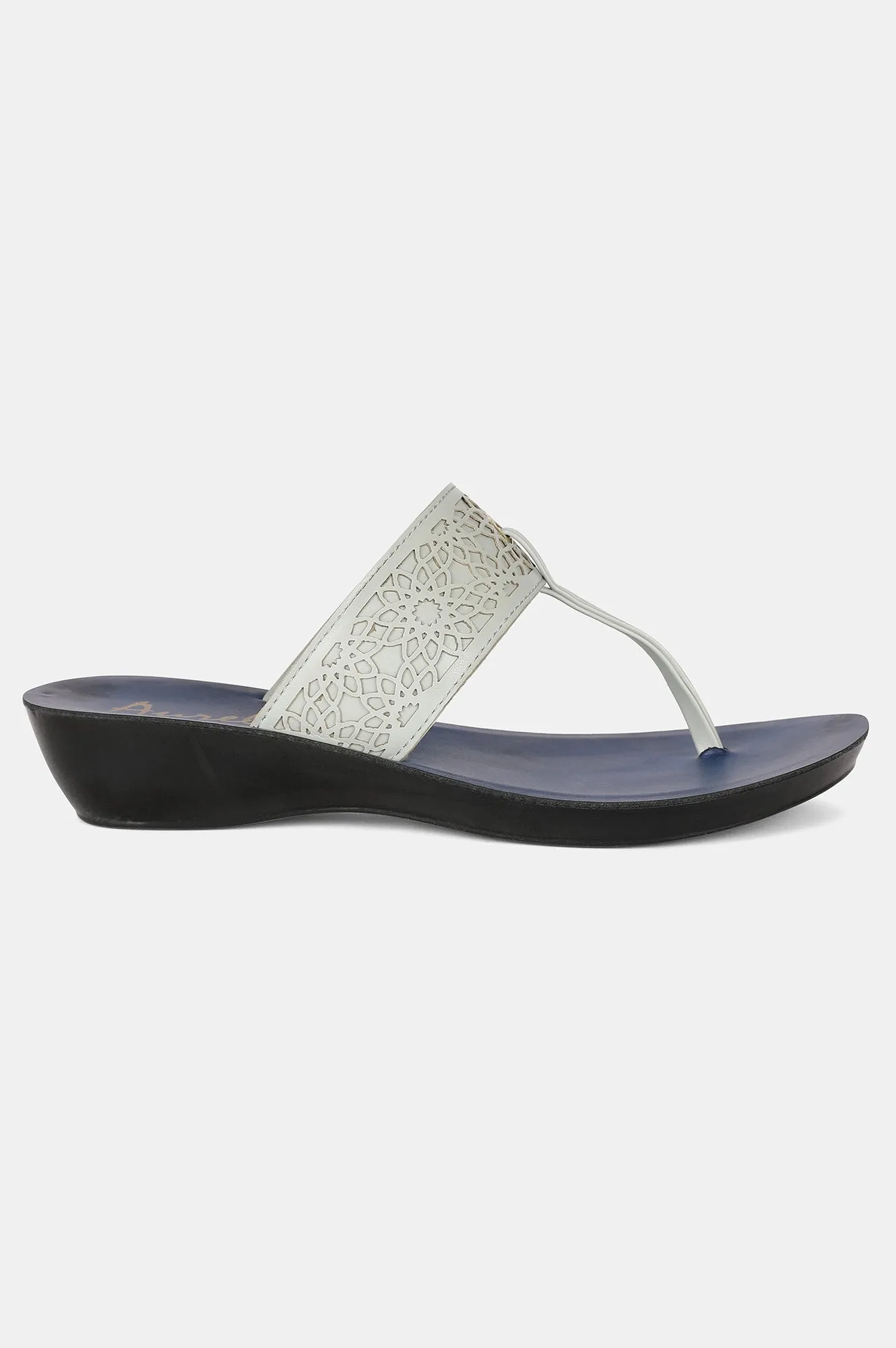 Pastel Green Almond Toe Laser Cut Wedge - ZCynthia