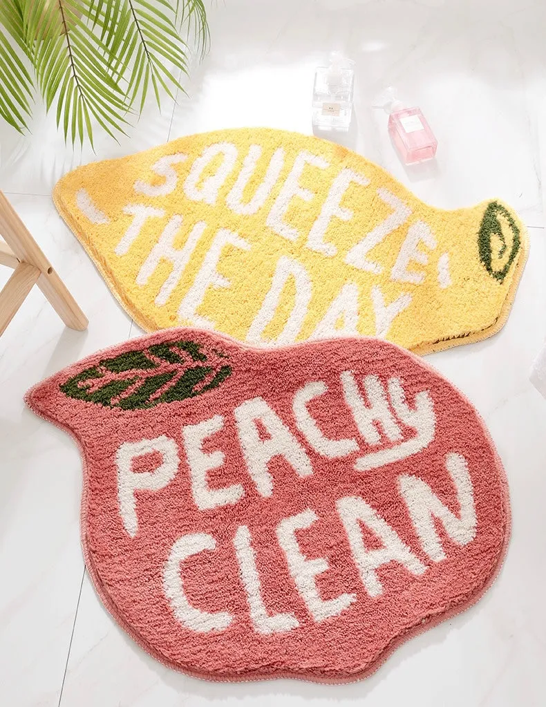 Peach and Lemon Shaped Micro-Fiber Non-Slip Bathroom Mat