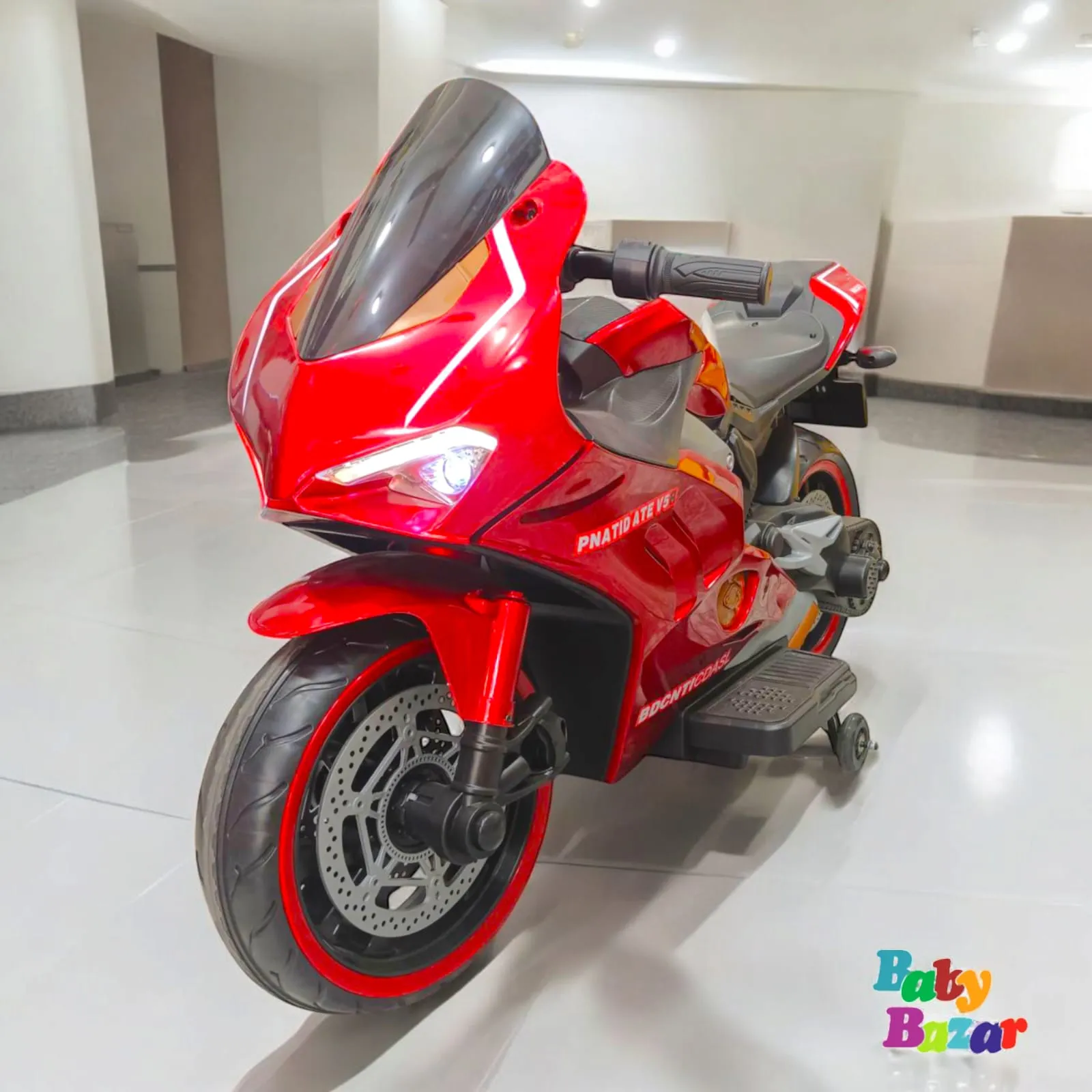 Premium Kids’ Electric Sports Bike – Red Ducati Style Ride-On with Training Wheels