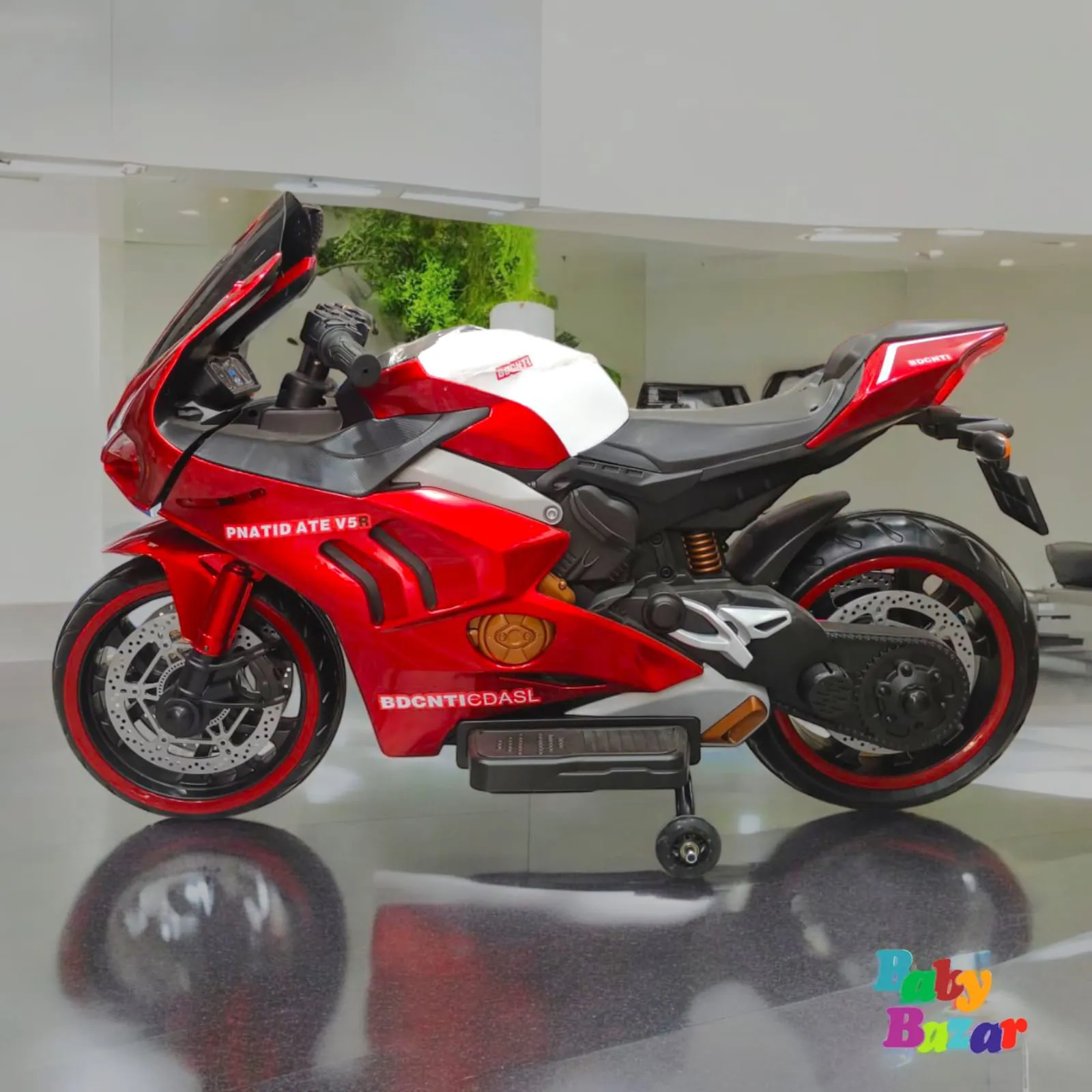 Premium Kids’ Electric Sports Bike – Red Ducati Style Ride-On with Training Wheels