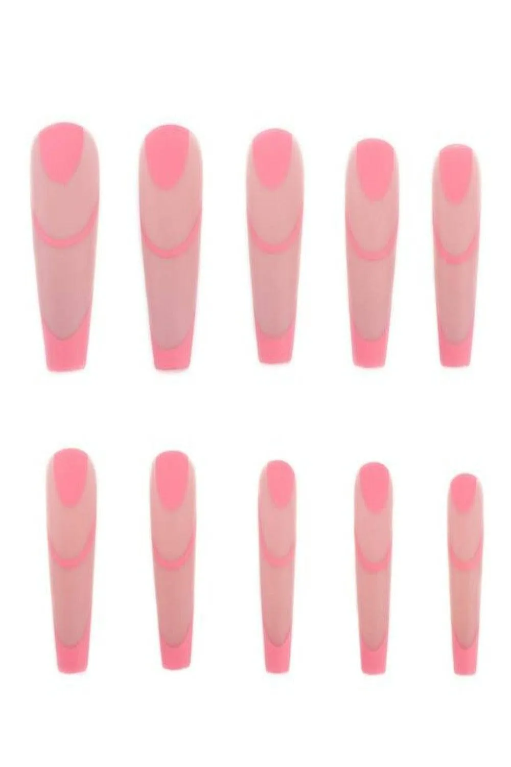 Press On Nails Matte Glossy Neon French Tip Coffin Nail Kit