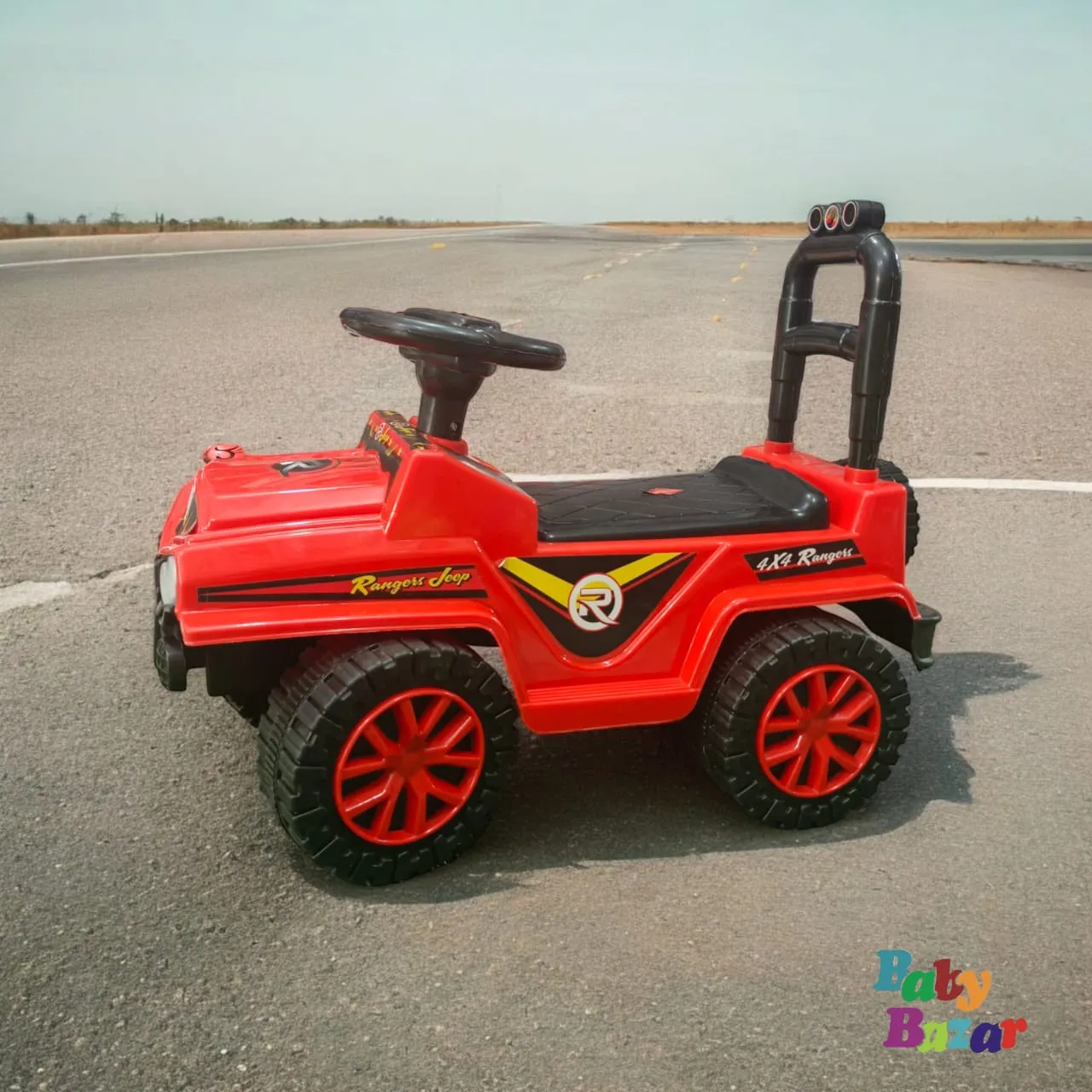 Red Ranger Jeep Baby’s Off Road Adventure Toy with Sturdy Design and Smooth Ride