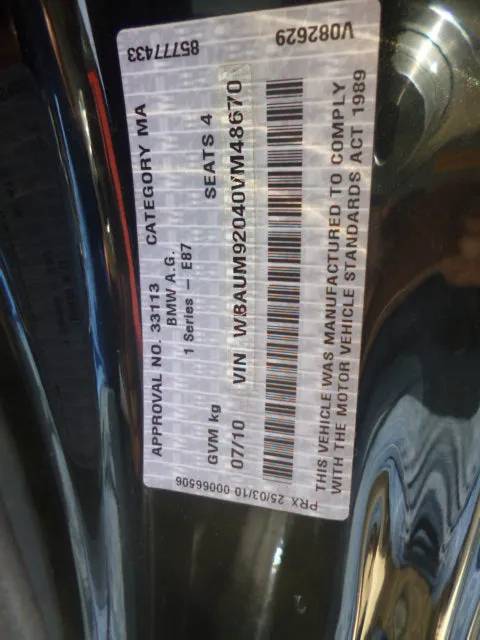 S2683 1' E88 Convertible 118d N47 AUTO 2010/04