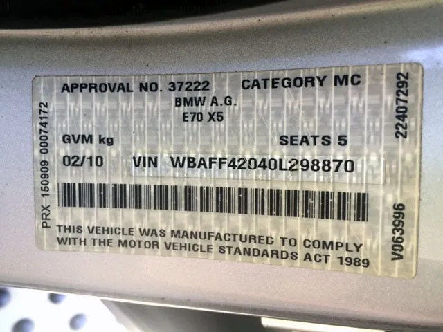 S2886 X5 E70 SAV 3.0d M57T2 AUTO 2010/01