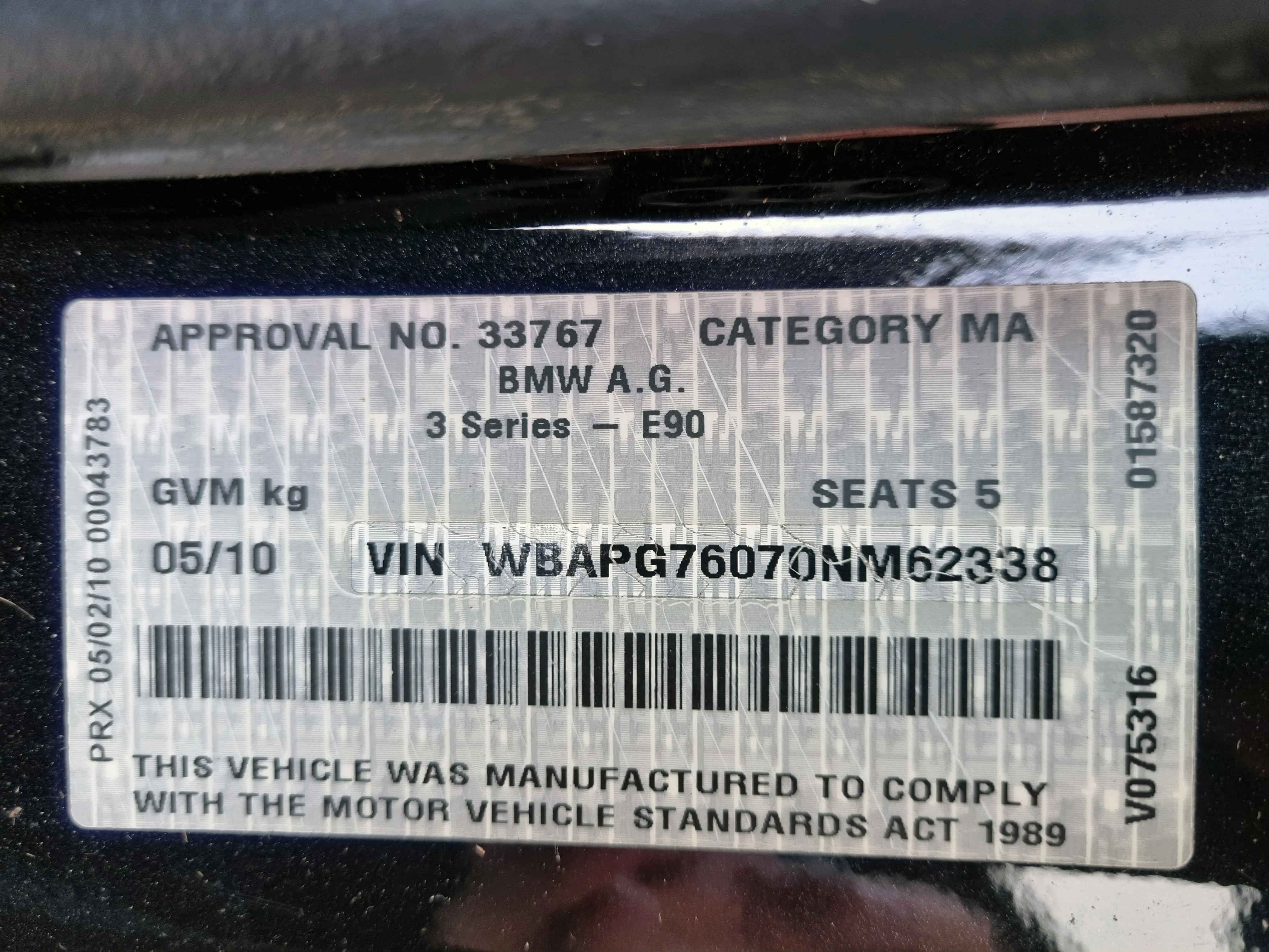 S3025 3' E90 LCI Sedan 323i N52N AUTO 2010/03