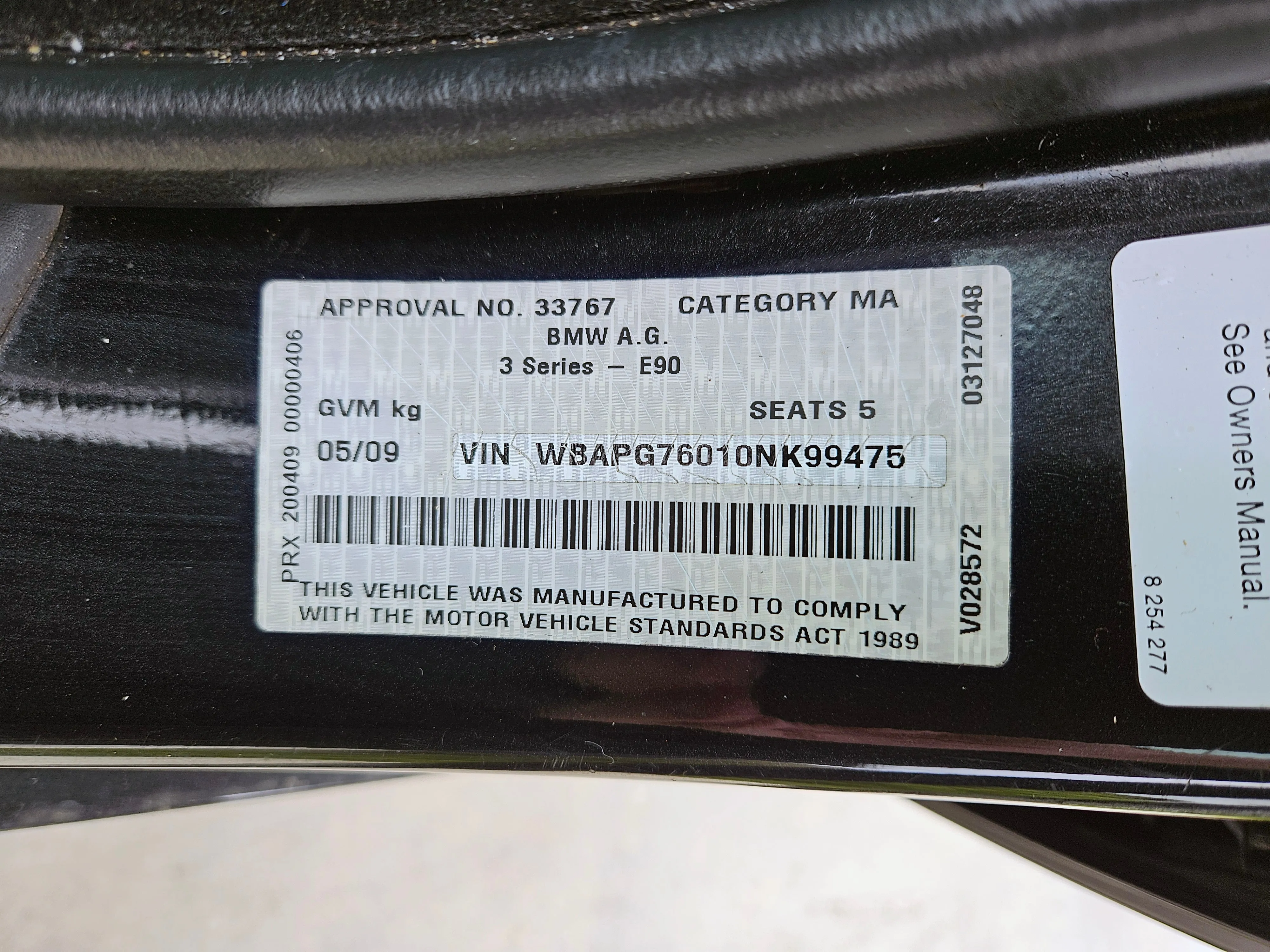 S3104 3' E90 LCI Sedan 323i N52N AUTO 2009/03