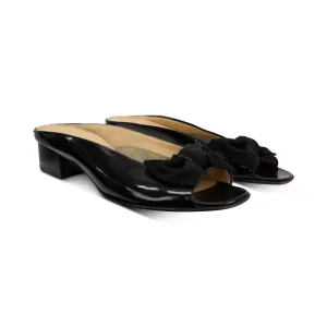 SALVATORE FERRAGAMO PATENT LEATHER BOW MULES