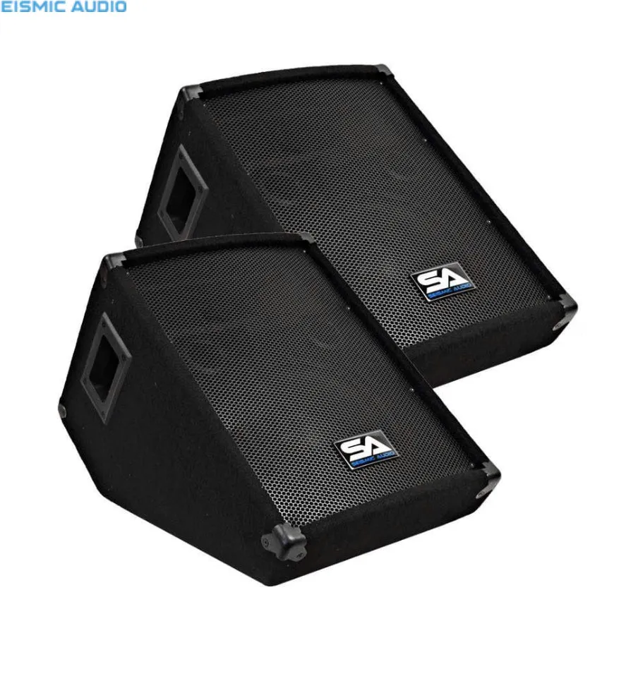 Seismic Audio SA-10M Pair Passive 10" Wedge Floor Stage Monitors Speakers - PRE OWNED