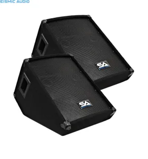 Seismic Audio SA-10M Pair Passive 10" Wedge Floor Stage Monitors Speakers - PRE OWNED