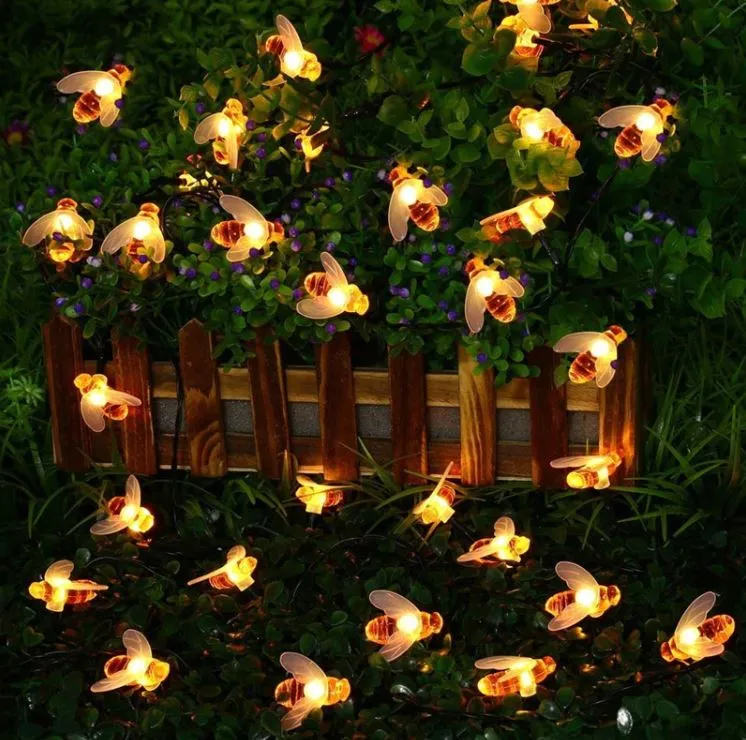 Solar Powered Honey Bee String Lights