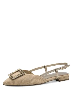 Sparkle Detail Flat Shoe - Tan
