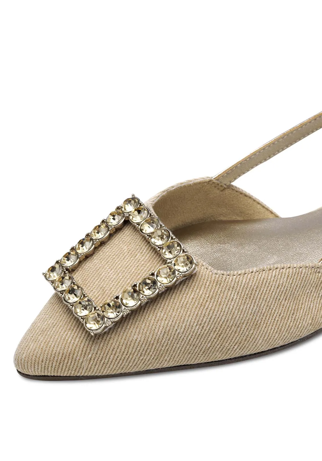 Sparkle Detail Flat Shoe - Tan