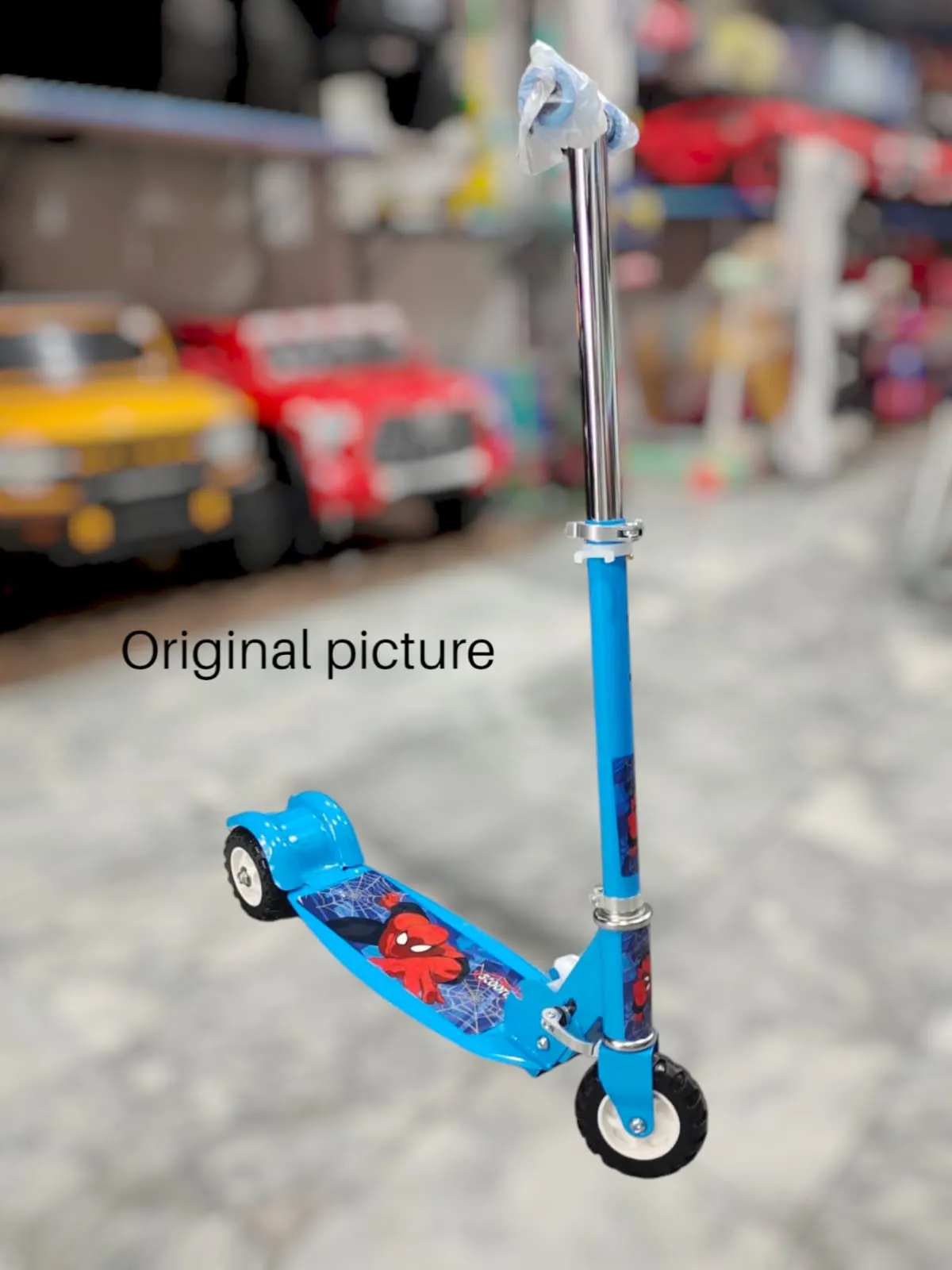 Spiderman Blue Kick Scooter for Kids – Foldable & Sturdy Ride-On Toy