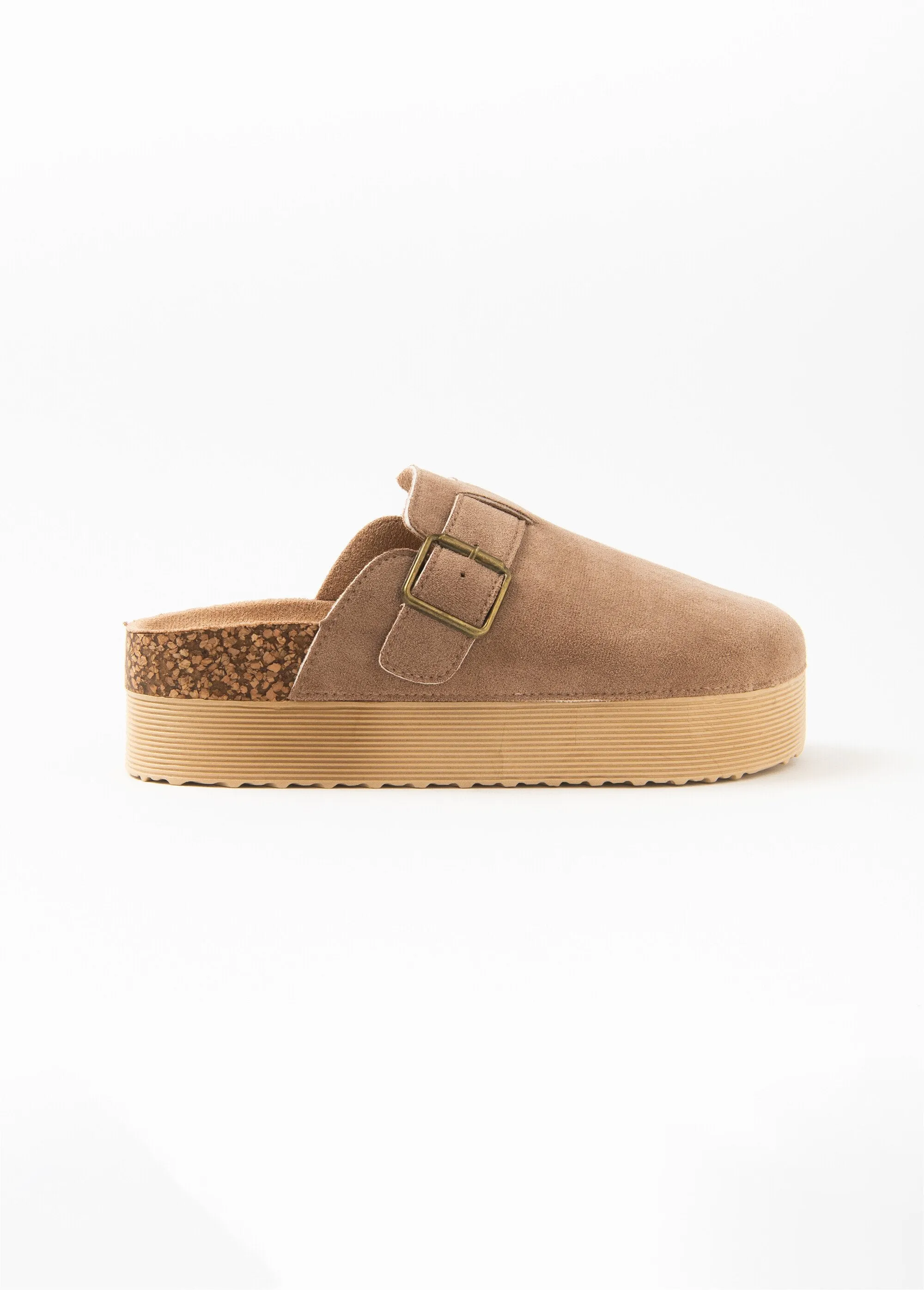 Suede clog mules with platform sole