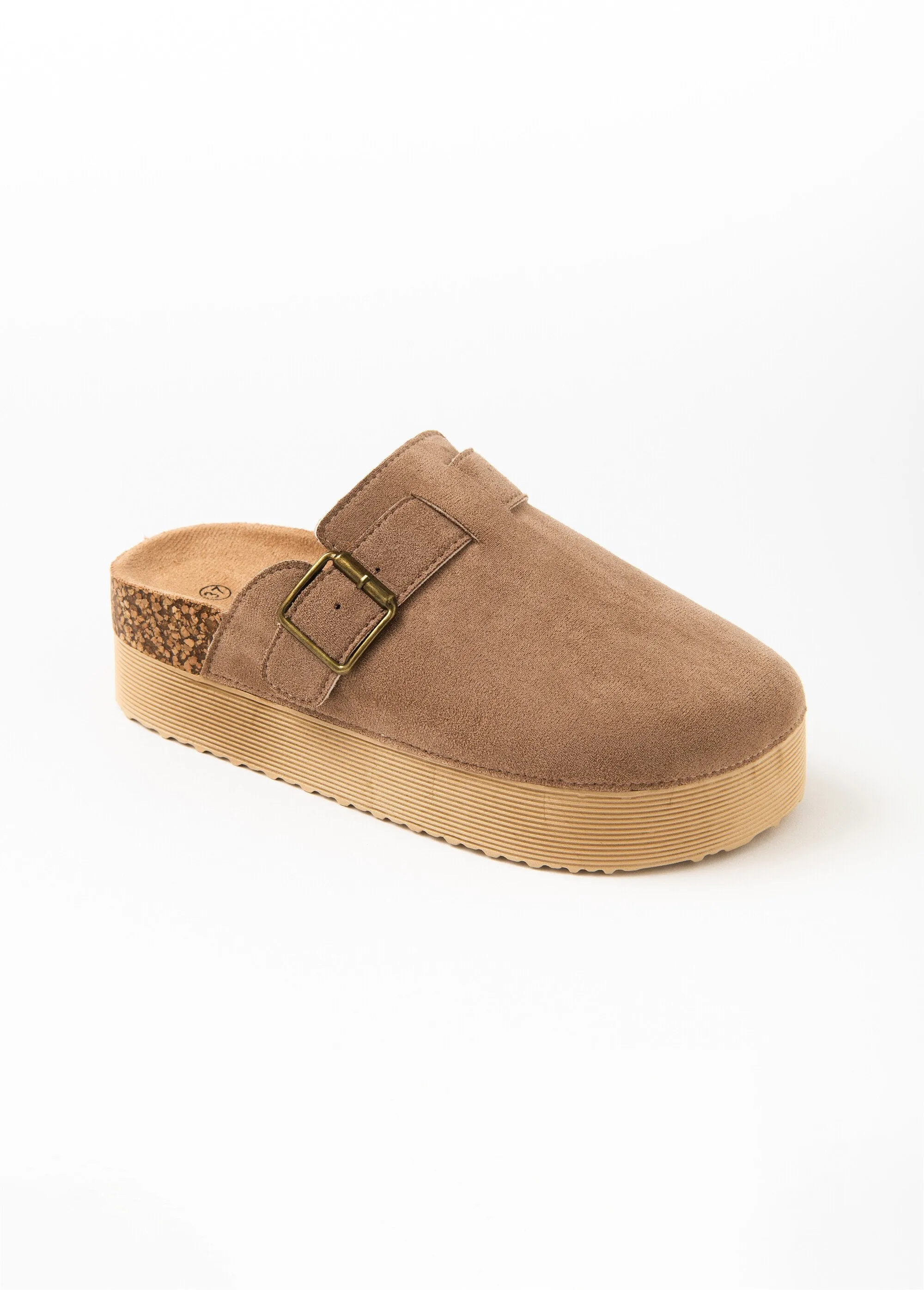 Suede clog mules with platform sole