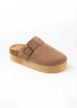 Suede clog mules with platform sole