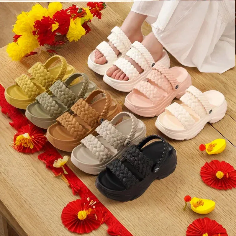 Summer Fashion Thick Bottom Comfortable Anti-Skid Lightweight Casual Women Slipper Beach Shoes 2024