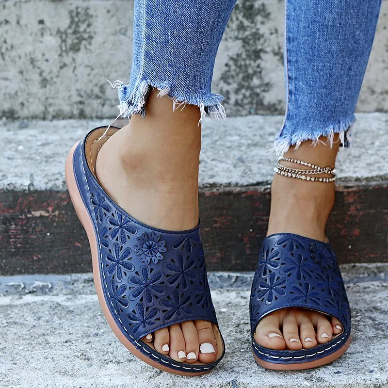 Summer Wedge Sandals Premium Orthopedic Open Toe Sandals Vintage Anti-slip Leather Casual Female Platform Retro Shoes