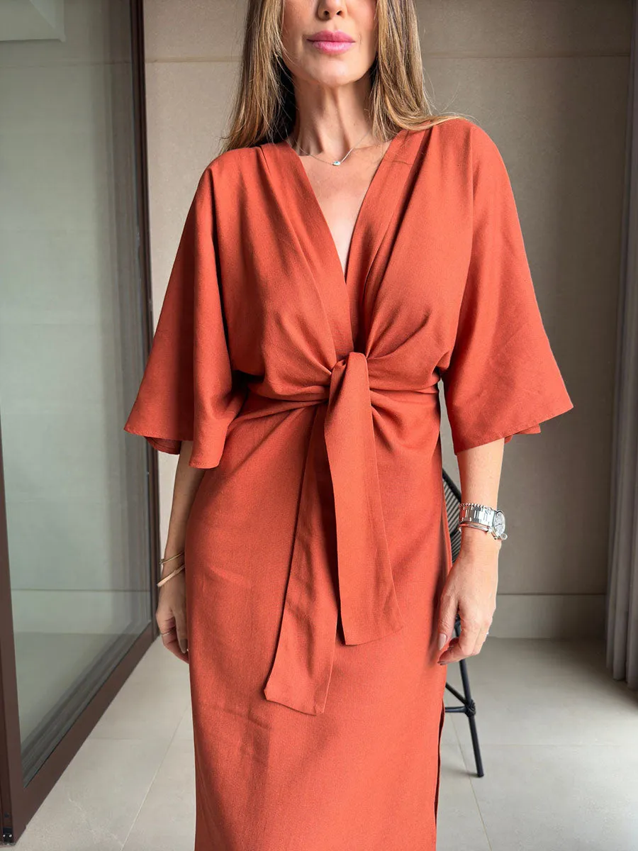 Terra Wrap Midi Dress