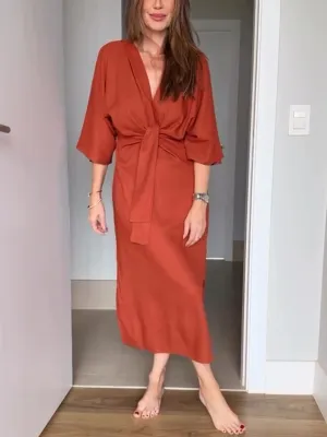 Terra Wrap Midi Dress