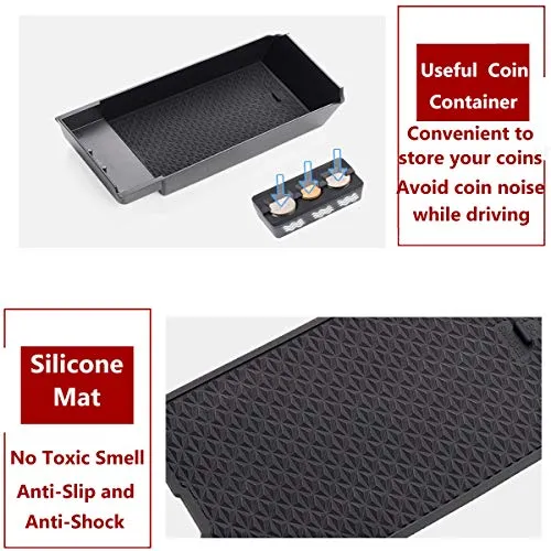TTCR-II Center Console Organizer For Mercedes Benz A Class 2019-2021 CLA GLB 2020-2021, Console Armrest Glove Container Tray With Coin Organizer