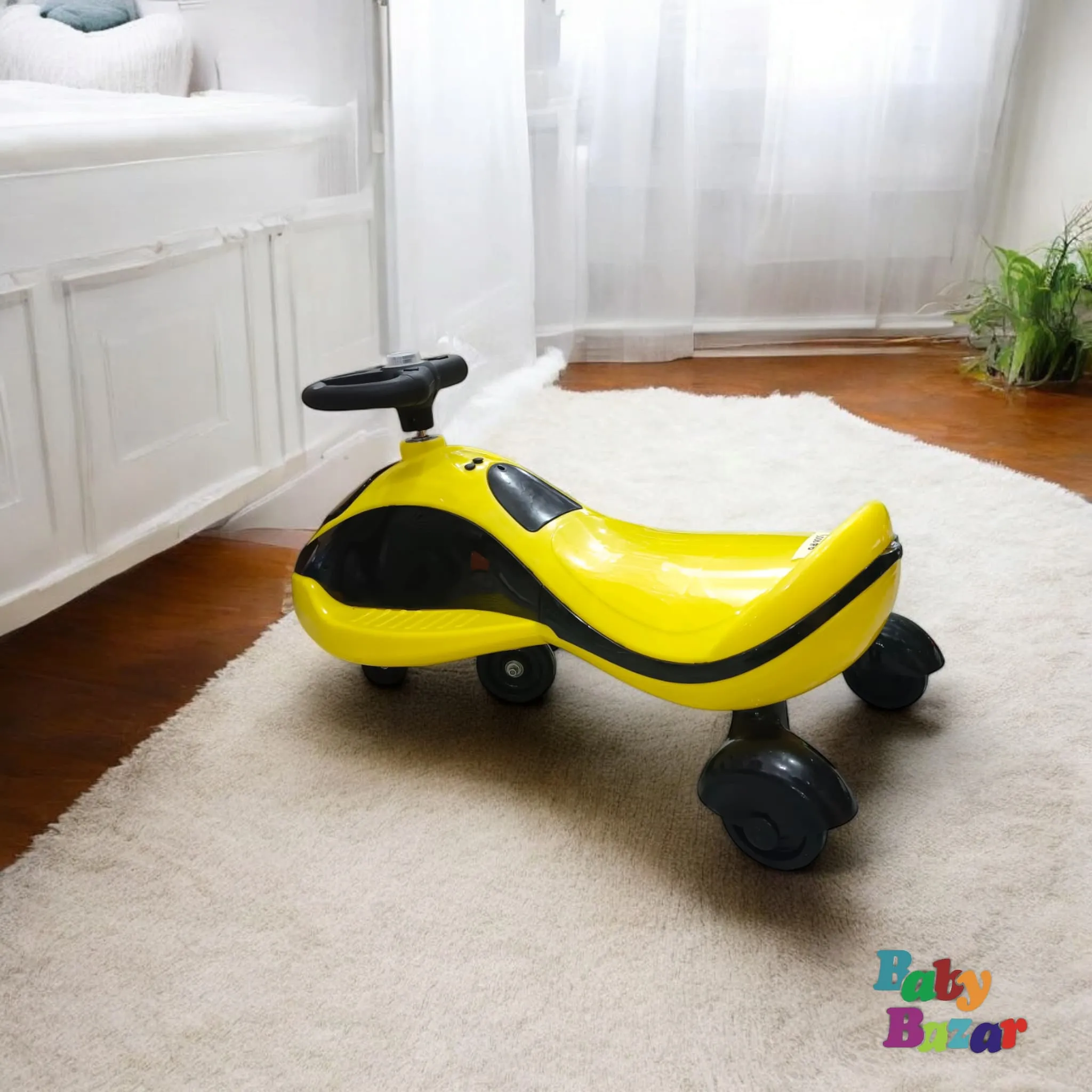 Twist Baby Swing Car Sleek Yellow & Black Adventure Ride On