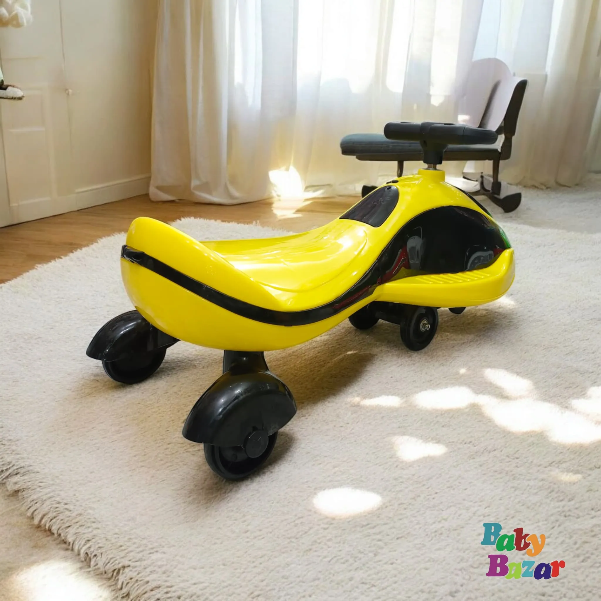 Twist Baby Swing Car Sleek Yellow & Black Adventure Ride On