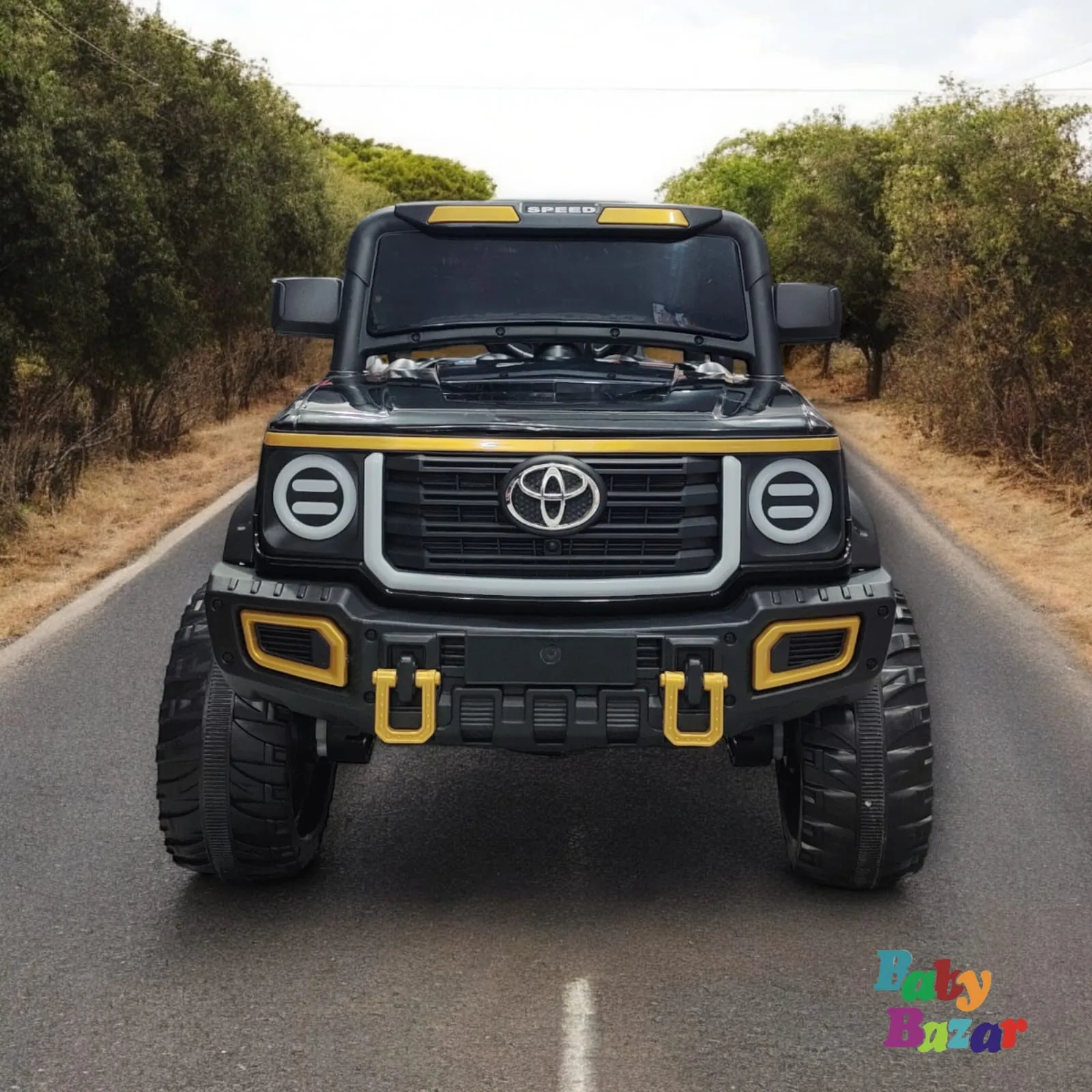 Ultimate Off Road Adventure Ride On Car for Kids Toyota Inspired Design with Bold Monster Wheels and Premium Features
