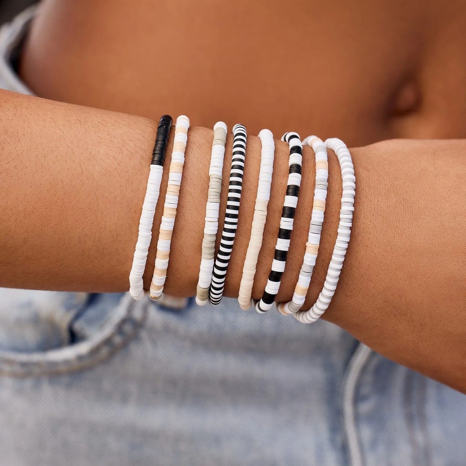 Vacation Vibes Neutral Stretch Bracelet Set of 8