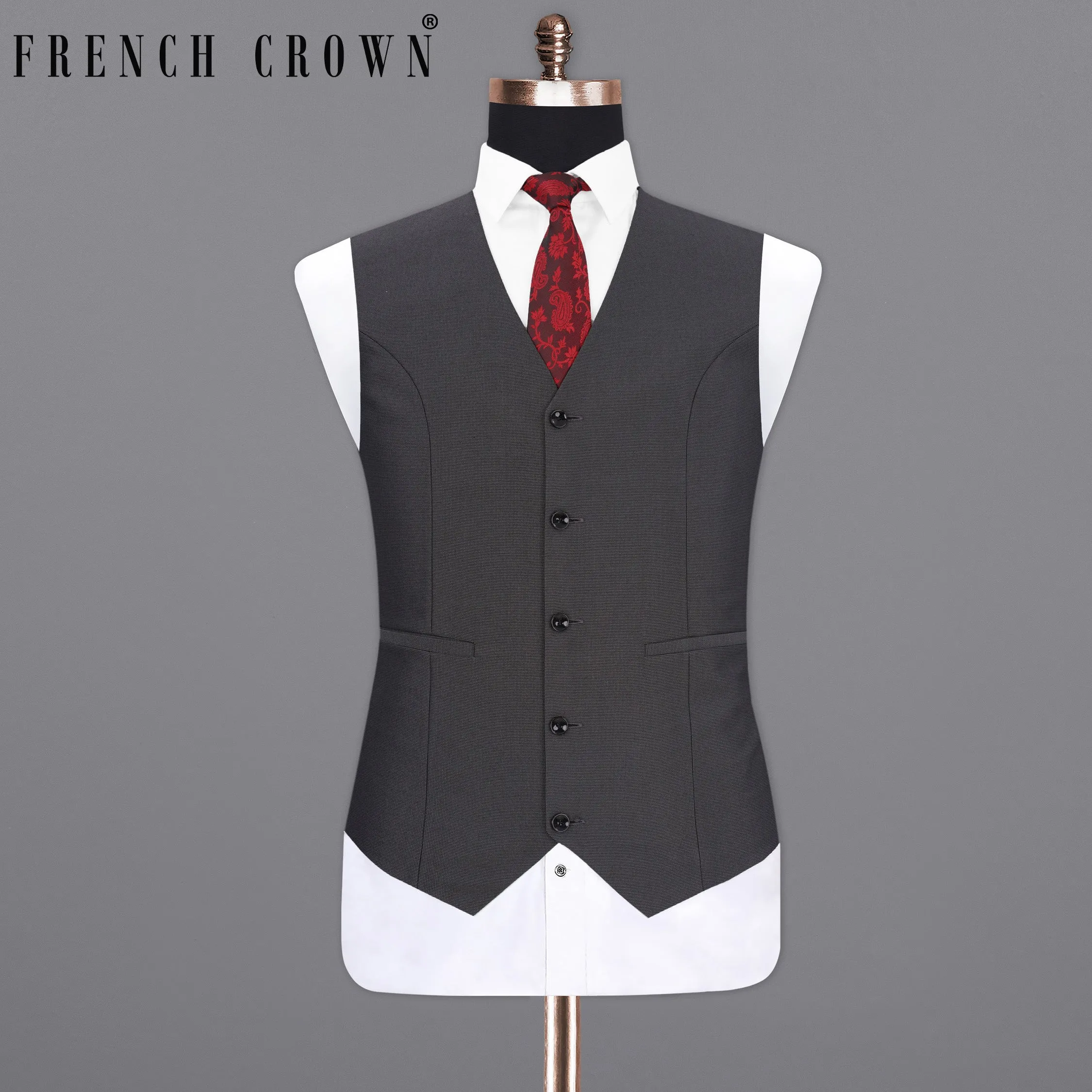 Vampire Gray Textured Waistcoat