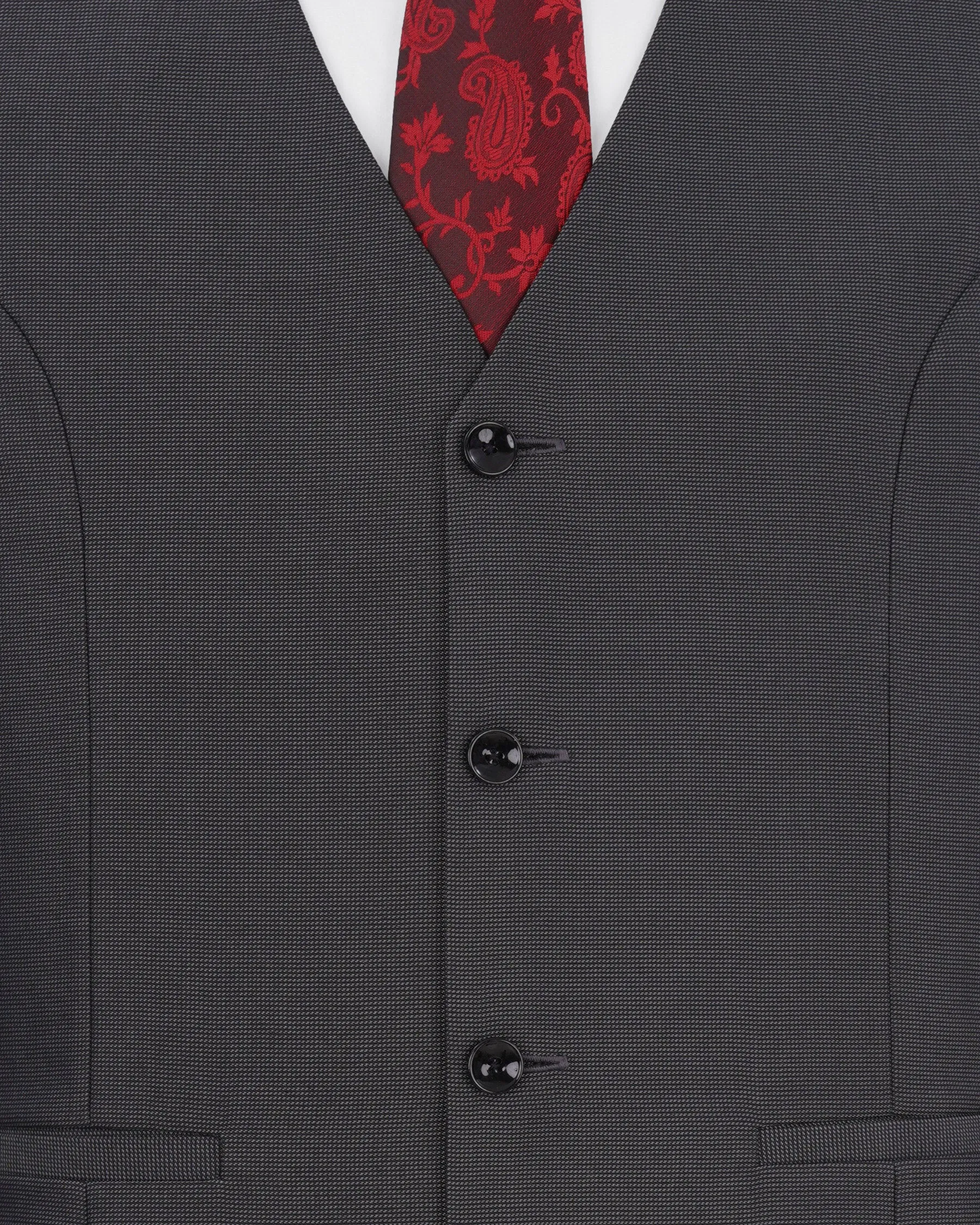 Vampire Gray Textured Waistcoat