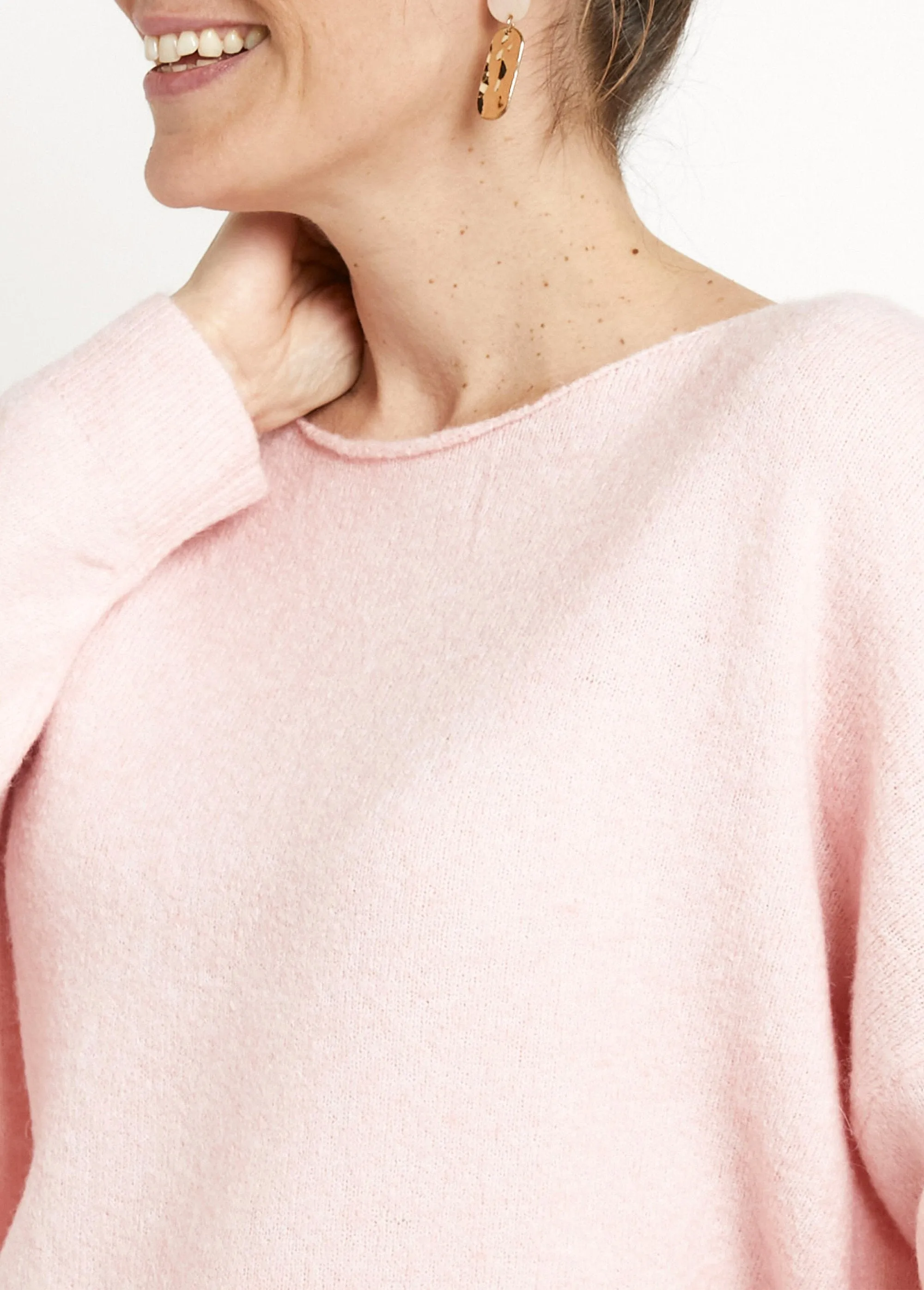 Warm wool sweater with boat neckline