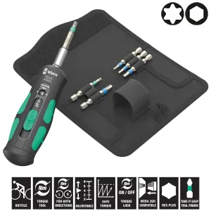 Wera Torque Wrench Screwdriver Set 1/4" Hex 2-6 Nm 7515/7 Kraftform Safe Torque Speed Bicycle 1 7 Piece TX Hex