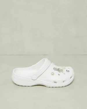 Women White Embellished Molded Mule